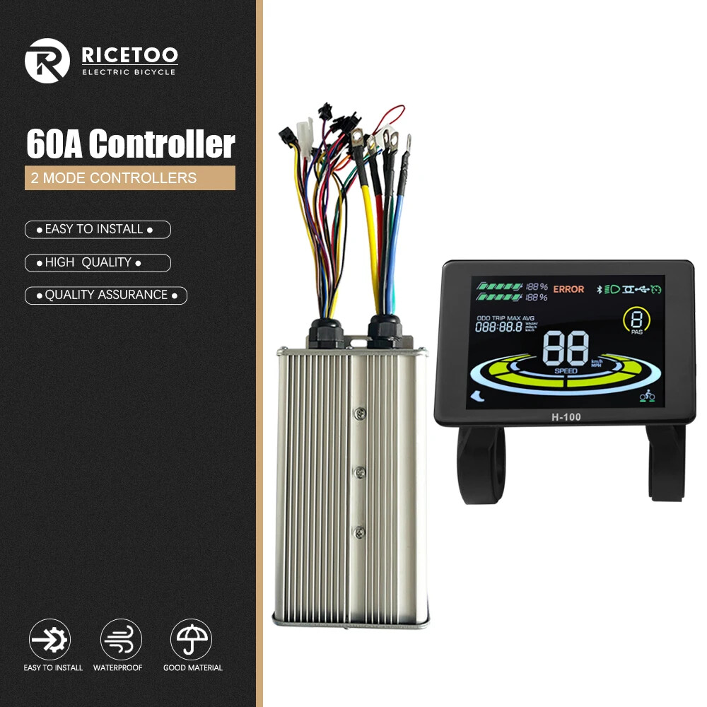 60A Sine Wave Controller 48V 52V 60V 72V with Lock Light Ebike Conversion Kit
