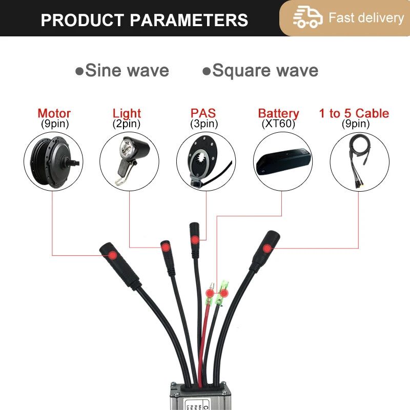 250W-3000W Electric Bicycle KT 15A-50A Sine/Square Wave Brushless Controller