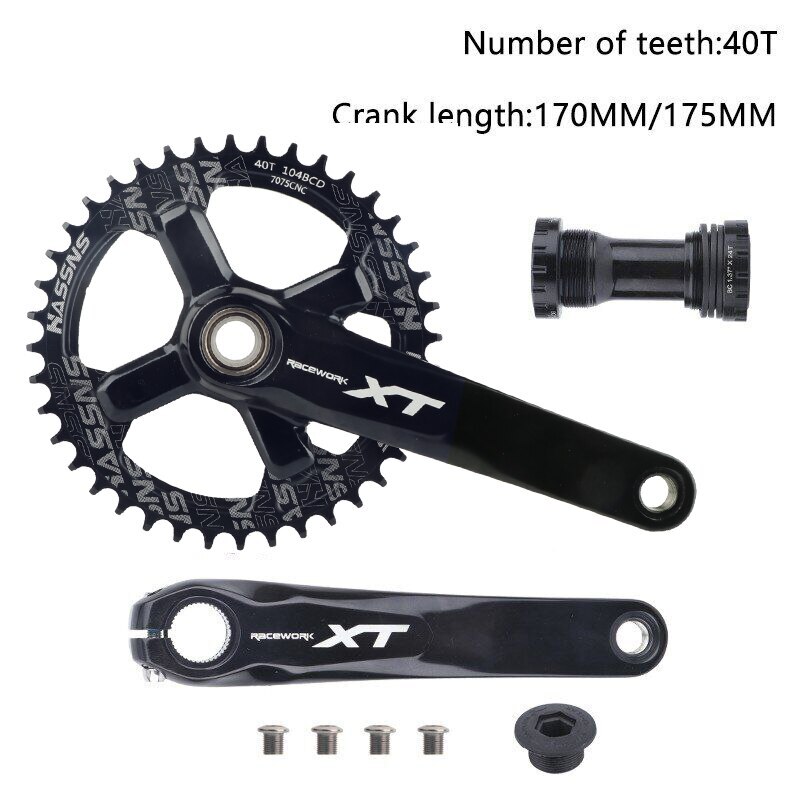170/175mm 104BCD Crank Arms Mountain Bike Crankset Chainring 32/34/36/38/42/42T