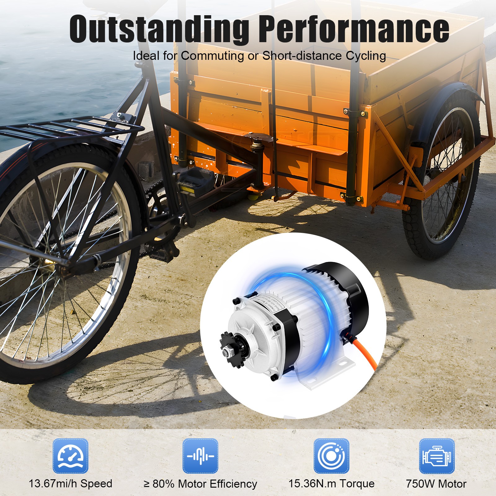 48V 750W Electric Bike Geared Brushless Motor Kit For Adults Tricycle Trike