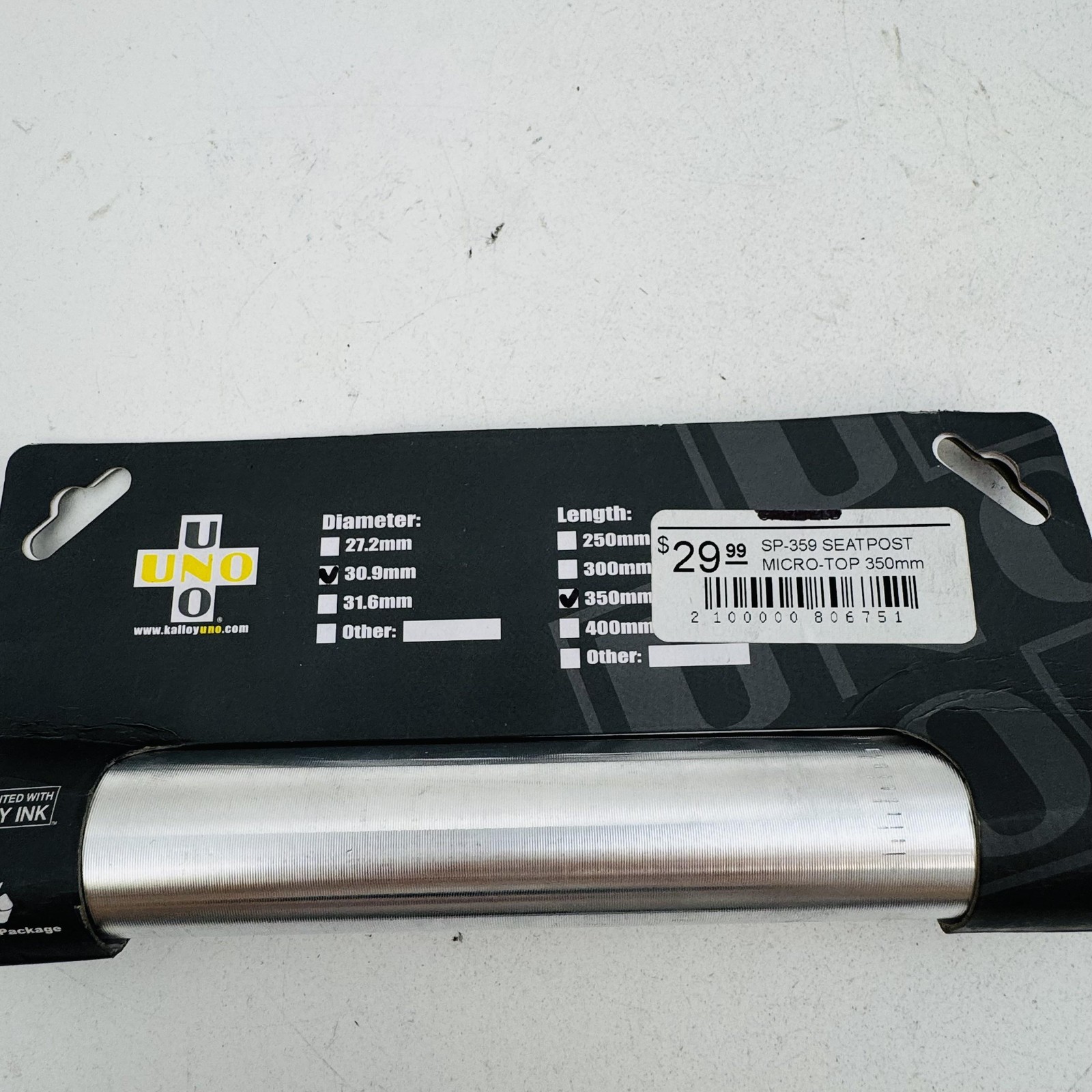 UNO SP-359 30.9mm Alloy Seatpost 350mm Silver Micro-Top Universal Bike MTB A96