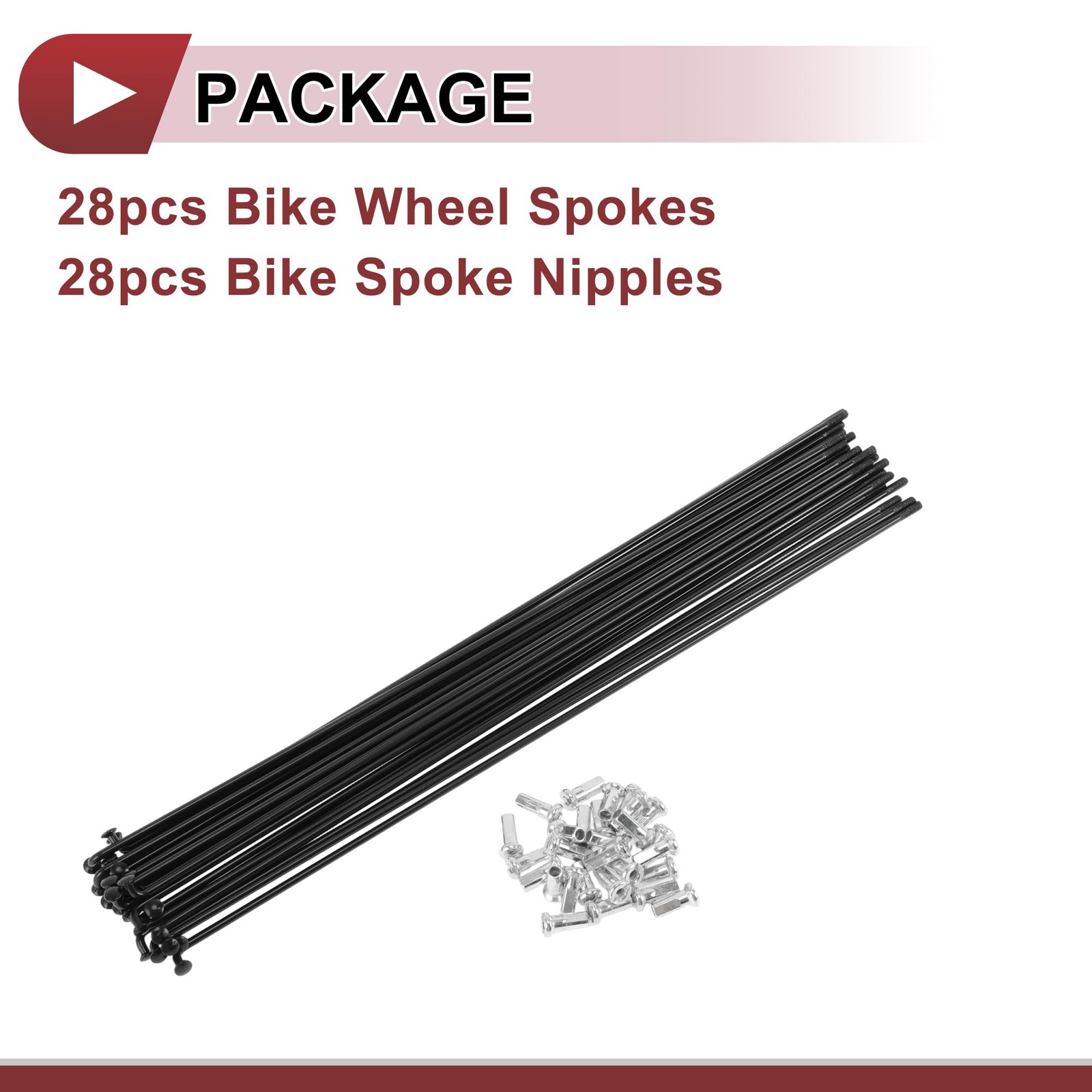 28 Set 12G Bicycle Spoke 260 mm Heavy Duty Spokes Nipples Wheel Steel Wire