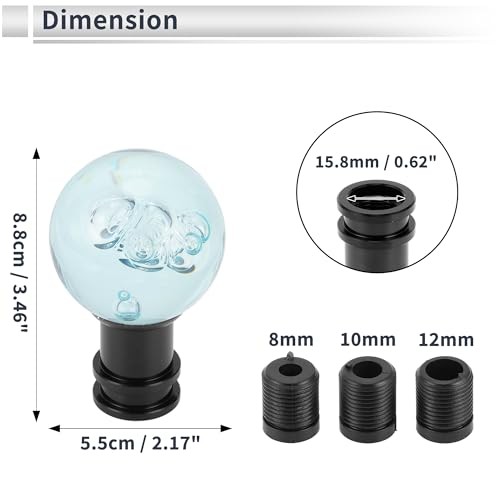 Car Gear Shift Knob Acrylic Aluminum Alloy Stick Shifter Lever Knob Light Blue