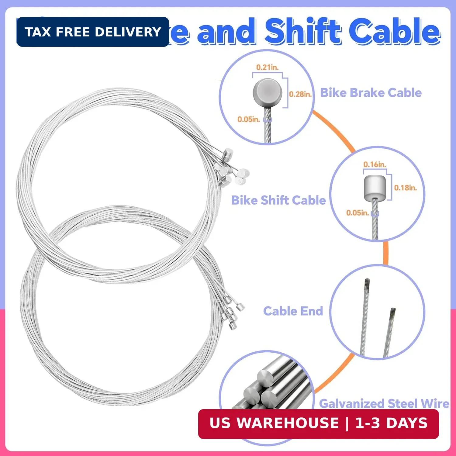 103Pcs Bike Brake Cable Kit with Stainless Steel Wire Cutter, Including Brake an