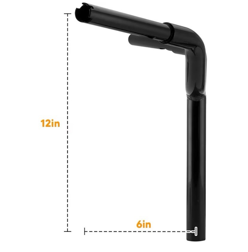 12» Rise T-Bar Handlebar Drag Bar 1-1/4» Diameter Compatible 12″ Gloss Black