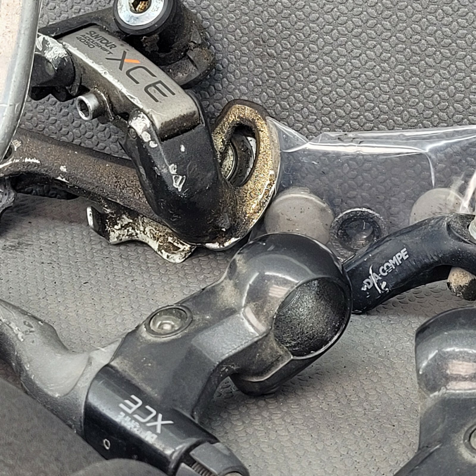 Vintage Lot 15+ Bicycle Parts Derailleurs Calipers Kickstand Levers Grips Chain