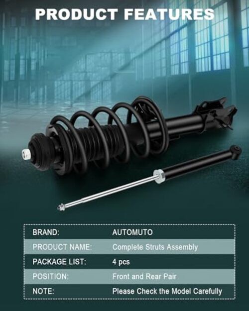 Front and Rear Pair Complete Struts Spring Assembly Shock Absorber Compatible