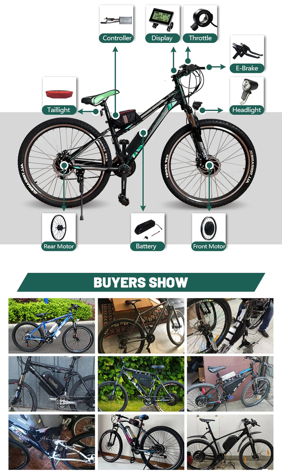 Ebike KT Controller Waterproof 36/48V with LCD Display Throttle Brake PAS Sensor
