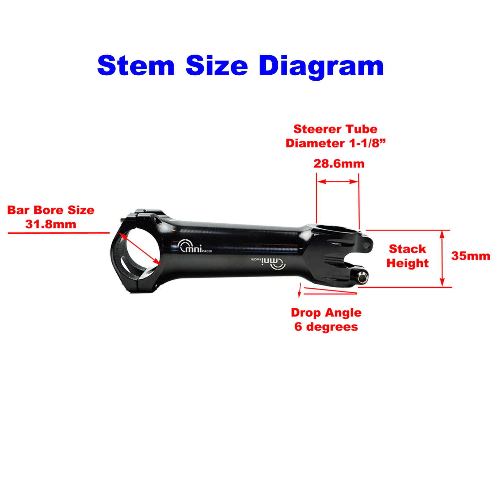 OMNI Racer WORLDS LIGHTEST RACE-Lite Handlebar Stem & Ti Bolts 31.8mm BLACK