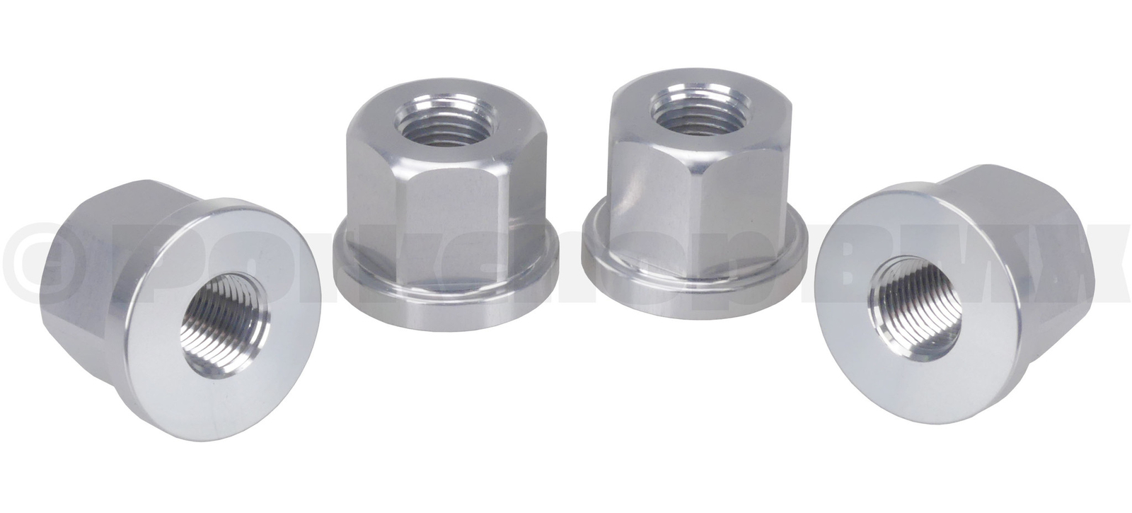 3/8″ X 26T REGULAR axle nut set 7075 aluminum (SET OF 4) SILVER