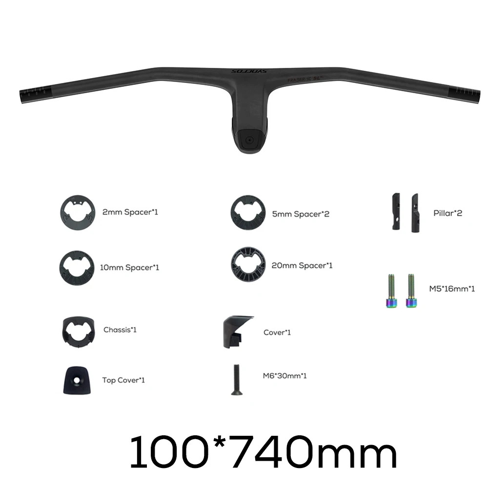 MTB Handlebar 740MM -20 Degree Full Carbon Fiber Integrated Cockpit Handlebar