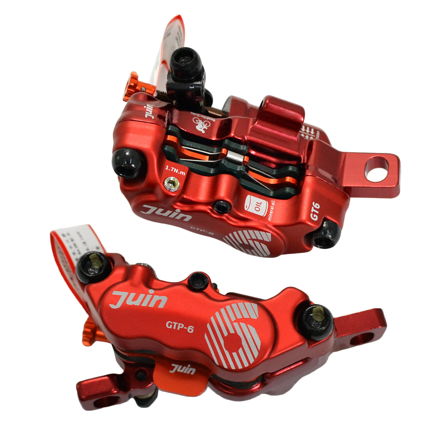 JUIN TECH GTP-6 6 Pistons MTB eBike CX Hydraulic Disc Brake Caliper Set (F+R