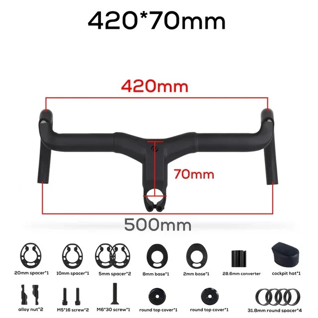 -6 Degree Carbon Fiber Gravel Road Bike Drop Bar Full Internal Cable Routing