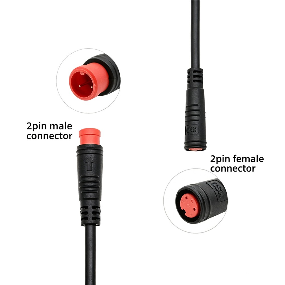 Ebike 2Pin M8 Waterproof Plug 1T2 Extension Cable Male to 2 Female Adapter Cable