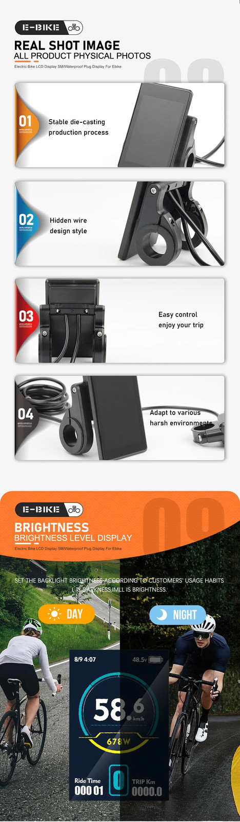 E-bike Display For Protocol No. 2 Intelligent Controller 24V-72V Ebike Panel