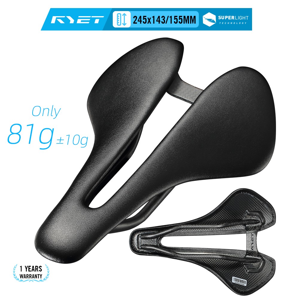 RYET Carbon Bike Saddle 81g/87g Leather Surface Road, MTB & Gravel Racing Seat