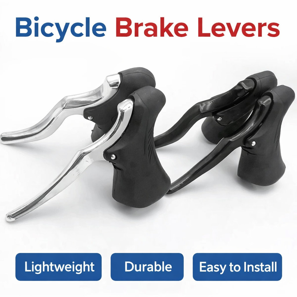 Bicycle Brake Levers Drop Bar Road Bike Hoods Set Black Silver Lightweight Pair