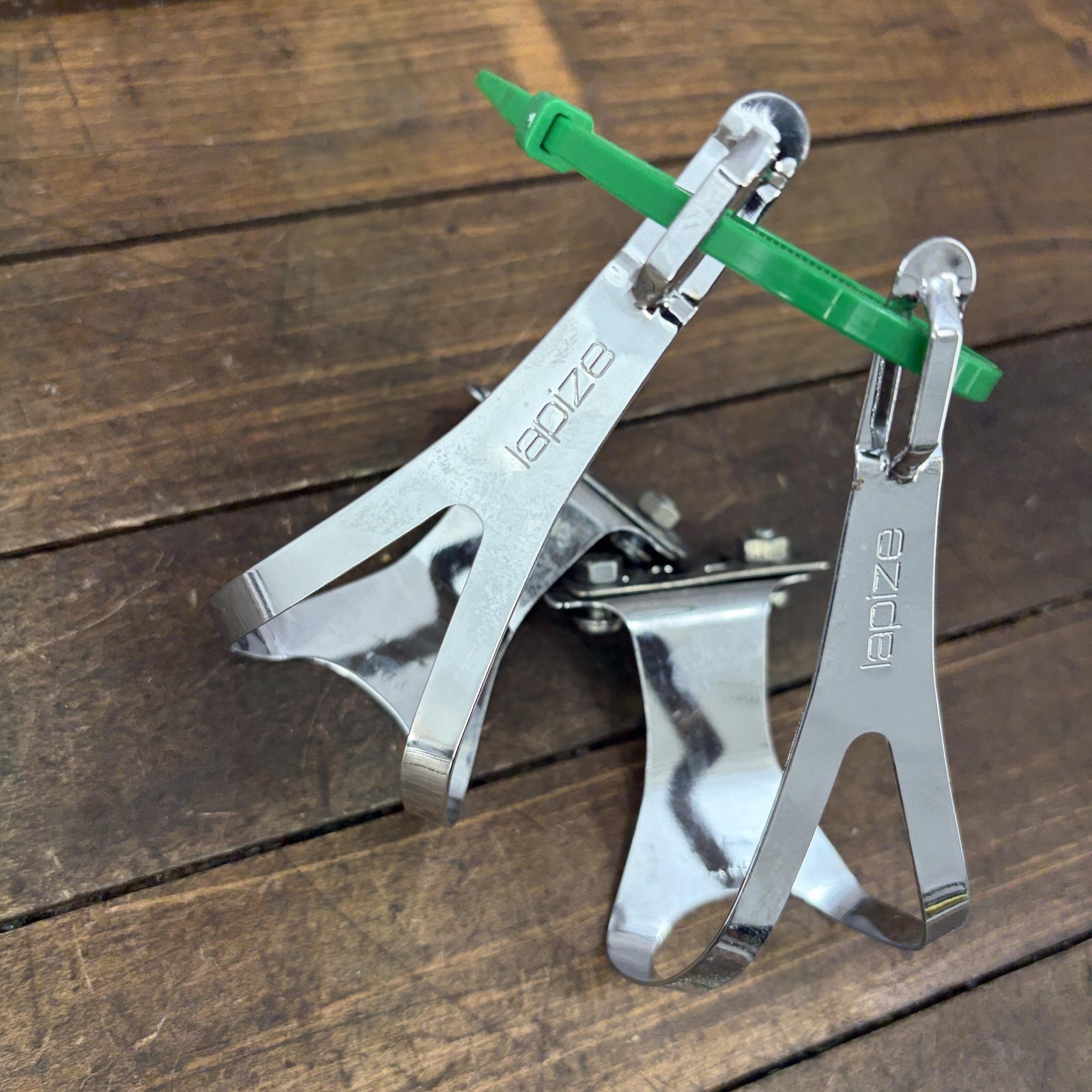 Vintage Lapize Toe Clip Pair Silver Chrome Steel Bike 70s 80s Eroica