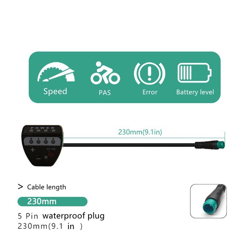 36V-48V E-Bike Accessories Lighted wire G20 5Pin WP plug.