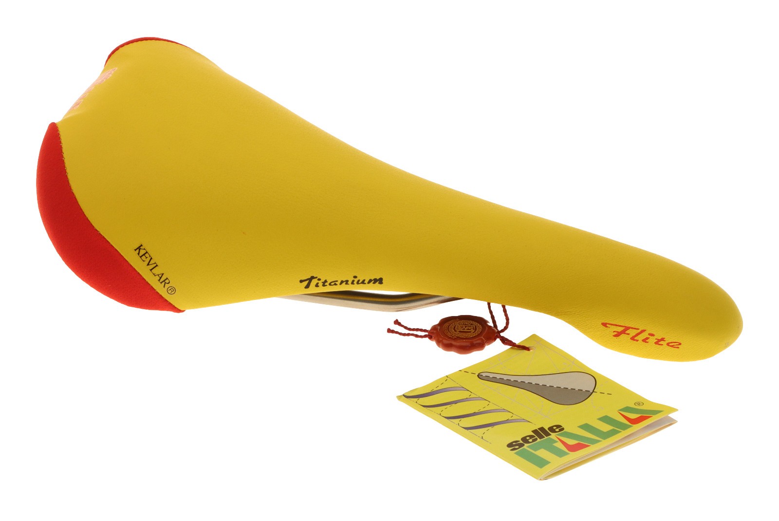 Selle Italia Flite Saddle Titanium Rails Yellow Made With Kevlar (R) NIB NOS NEW