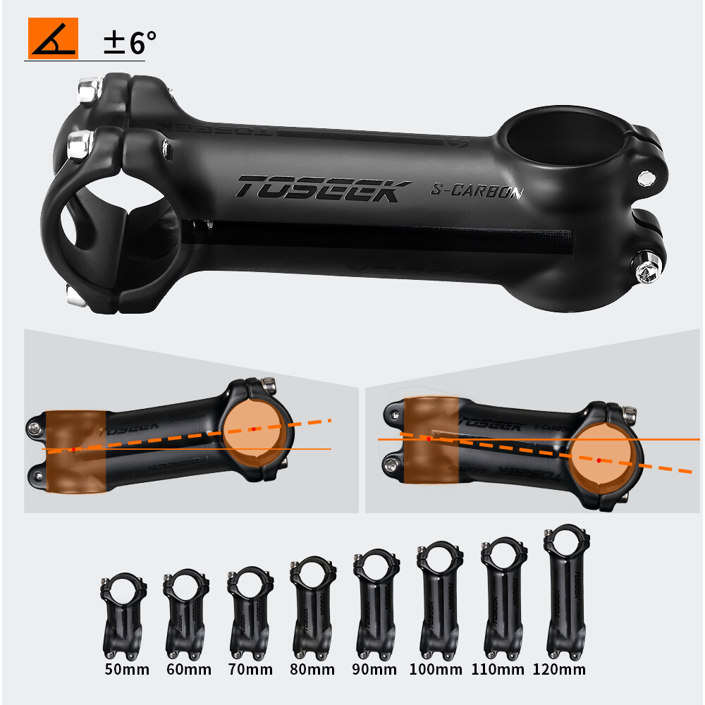 TOSEEK Bicycle Handlebar Stem 6°/17° Aluminum MTB Road Bike Stem 31.8*60-120mm