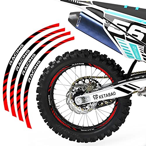 MX Bike Rim Tape P02 Decals Stickers Protector 21 18 inch Compatible with Red
