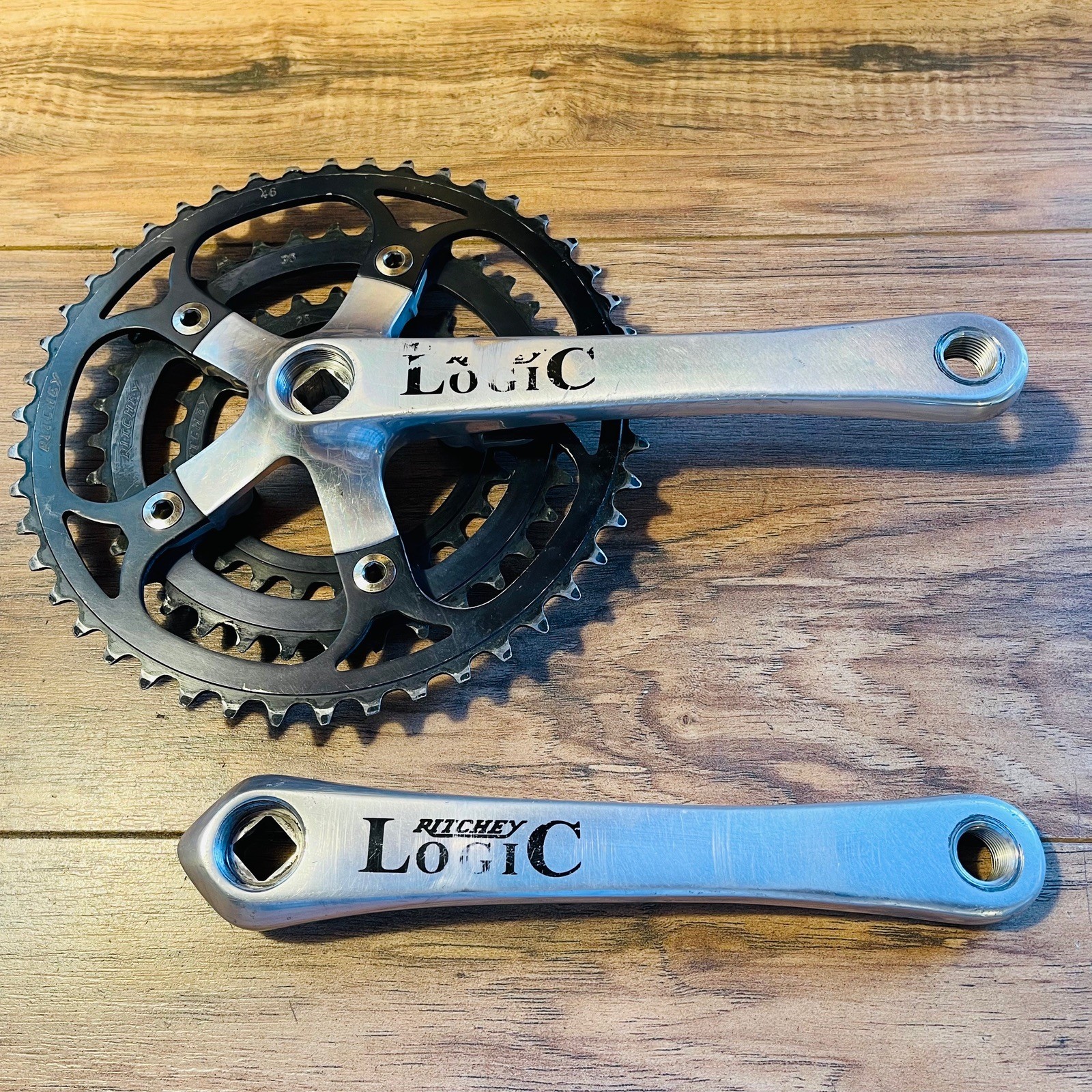 Used Ritchey Logic Triple Crankset Sugino Square Taper 110 74 180mm Black Rings