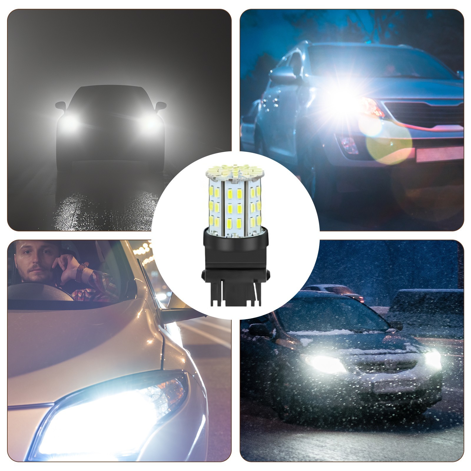 4x 3157 3057 64-SMD LED Bulbs 6000K White for Backup Reverse Brake Tail Lights