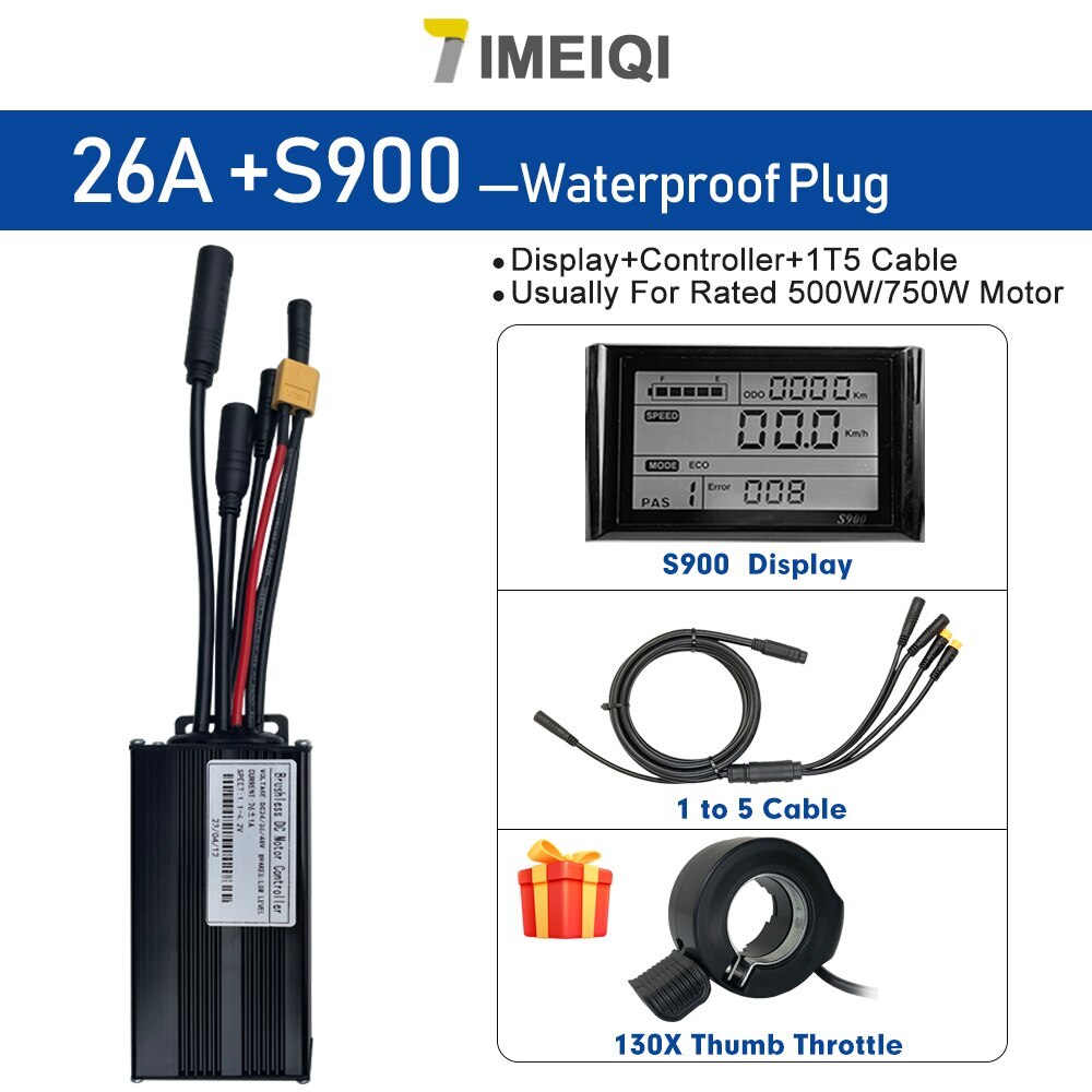 E-bike Sine Wave Waterproof Controller 36V/48V 17A 26A 30A with LCD S866 Display