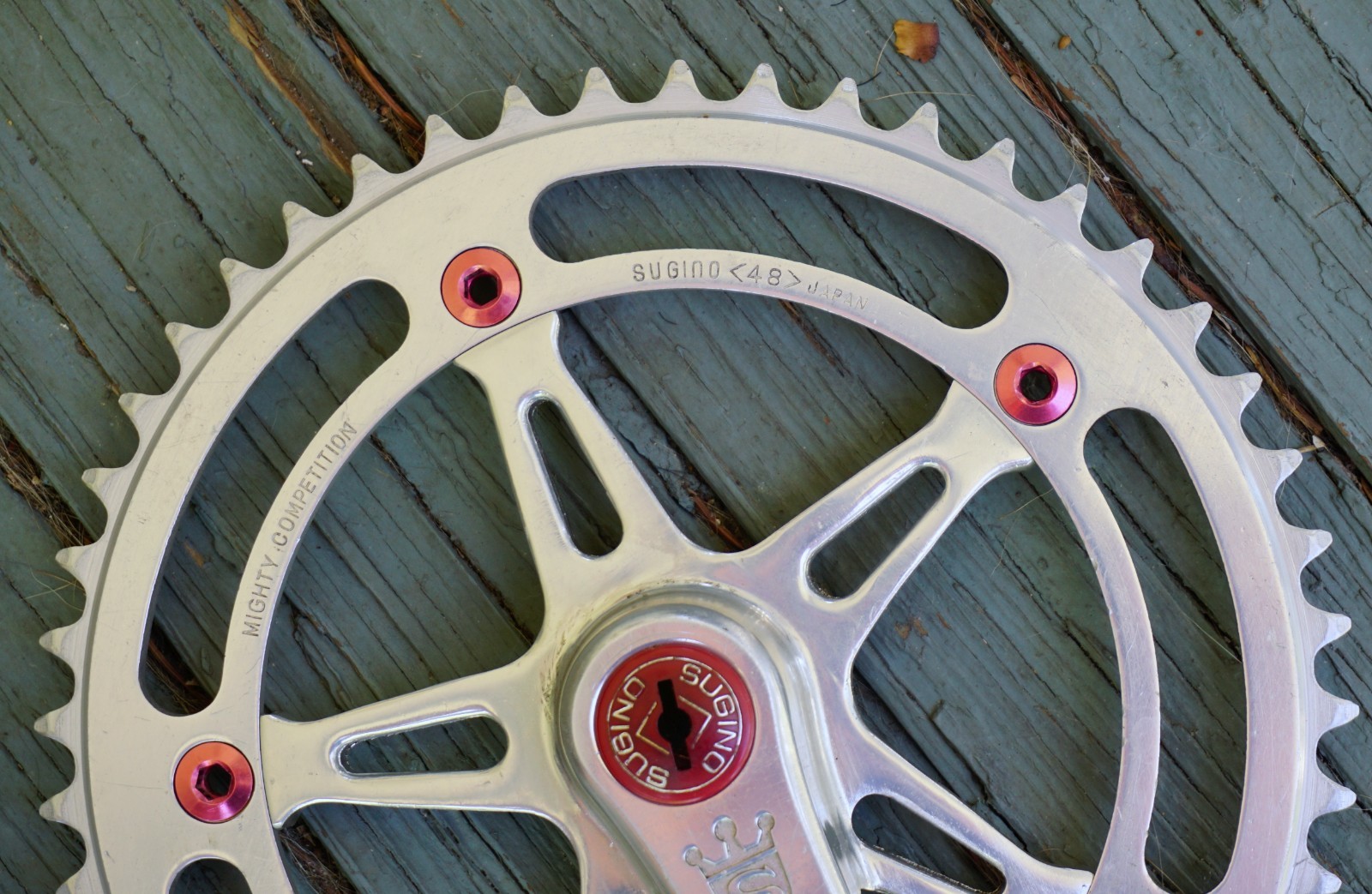 Sugino Mighty Competition Crankset BMX Crank Super Maxy Campagnolo Red Dust Caps
