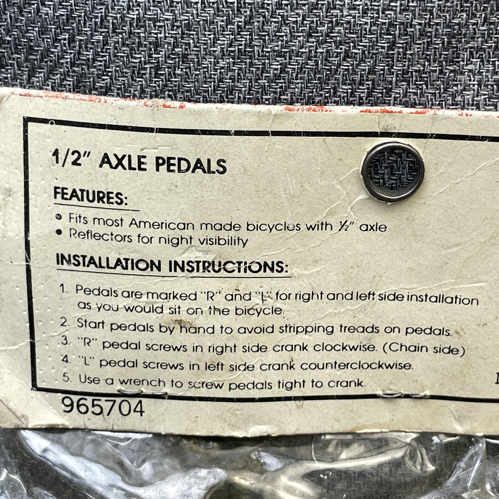 Vintage Bicycle Pedals NOS 1/2″ Axle Block Pair Reflectors Cruiser Muscle 461