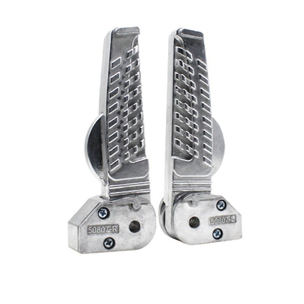 Folding Aluminum Rear Pedals for Motorcycle Footrest 12.5×4.5×2.3cm Silver