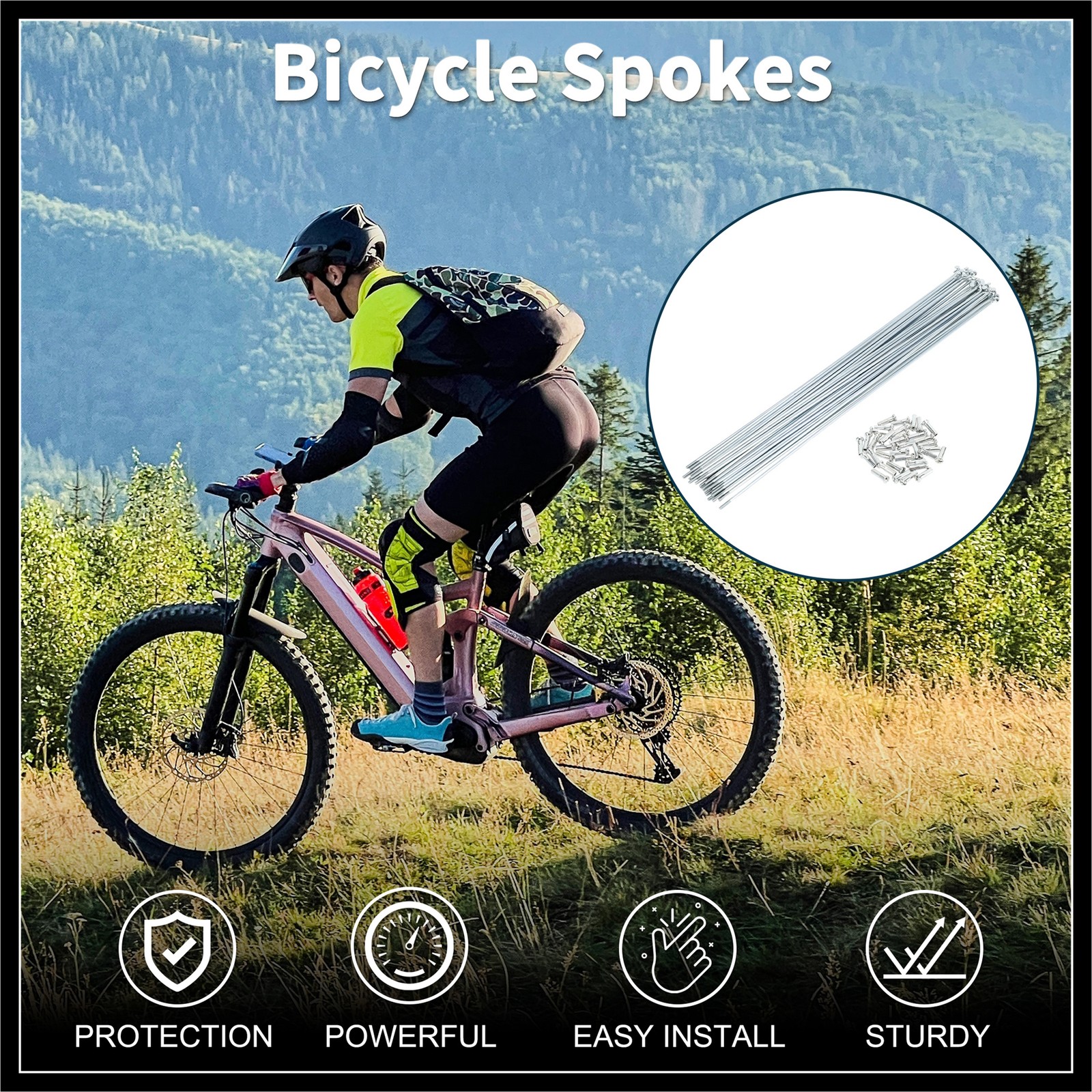 1Set 14G 257mm Length Bicycle Spokes Nipple Carbon Steel Galvanized Universal