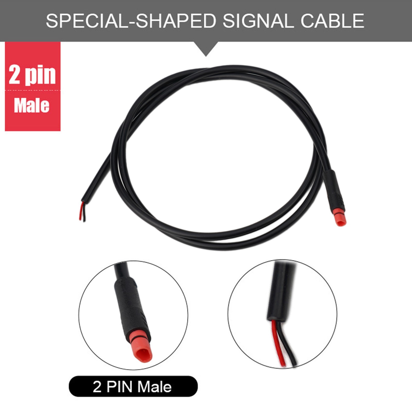 Plastic Steel Ebike Shaped Connector 80cm Length 2/3/4/5/6 Pin Signal Cable