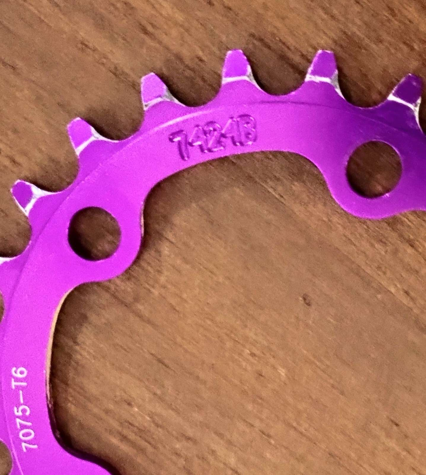 Vintage 90s Avitar 24T Chainring 74 BCD 5-Bolt Vivid Purple Bike Aluminum Inside