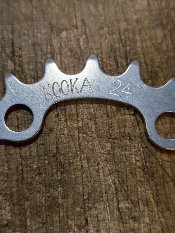 NOS KOOKA 24t 74 bcd chainring MTB vintage (silver/raw)