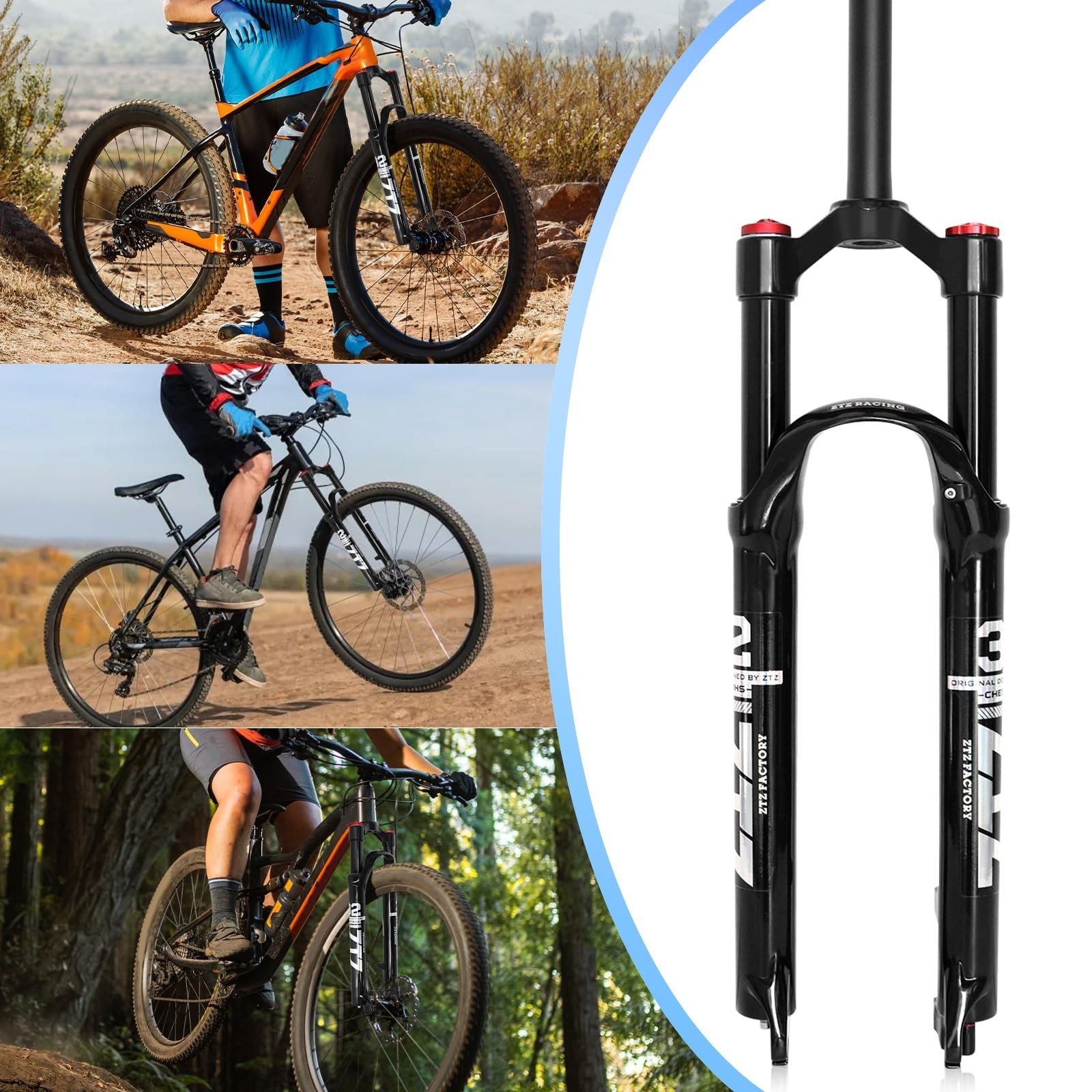 26/27.5/29 inch MTB Dual Air Suspension Fork, 1 1/8 Straight Tube, 120mm Trav…
