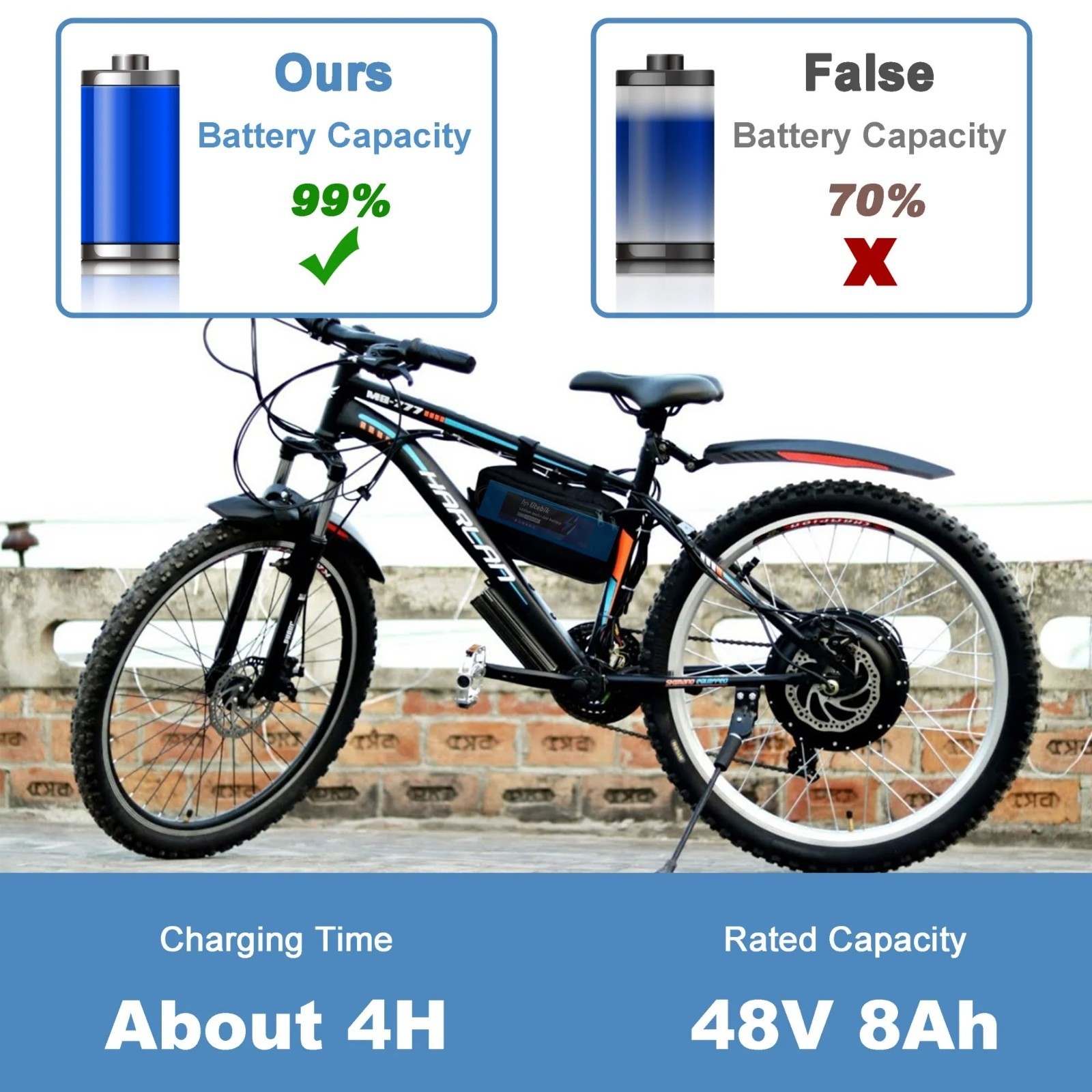48V Lithium eBike Battery Pack 30A BMS 200W-1000W Electric Bicycle Scooter Bike