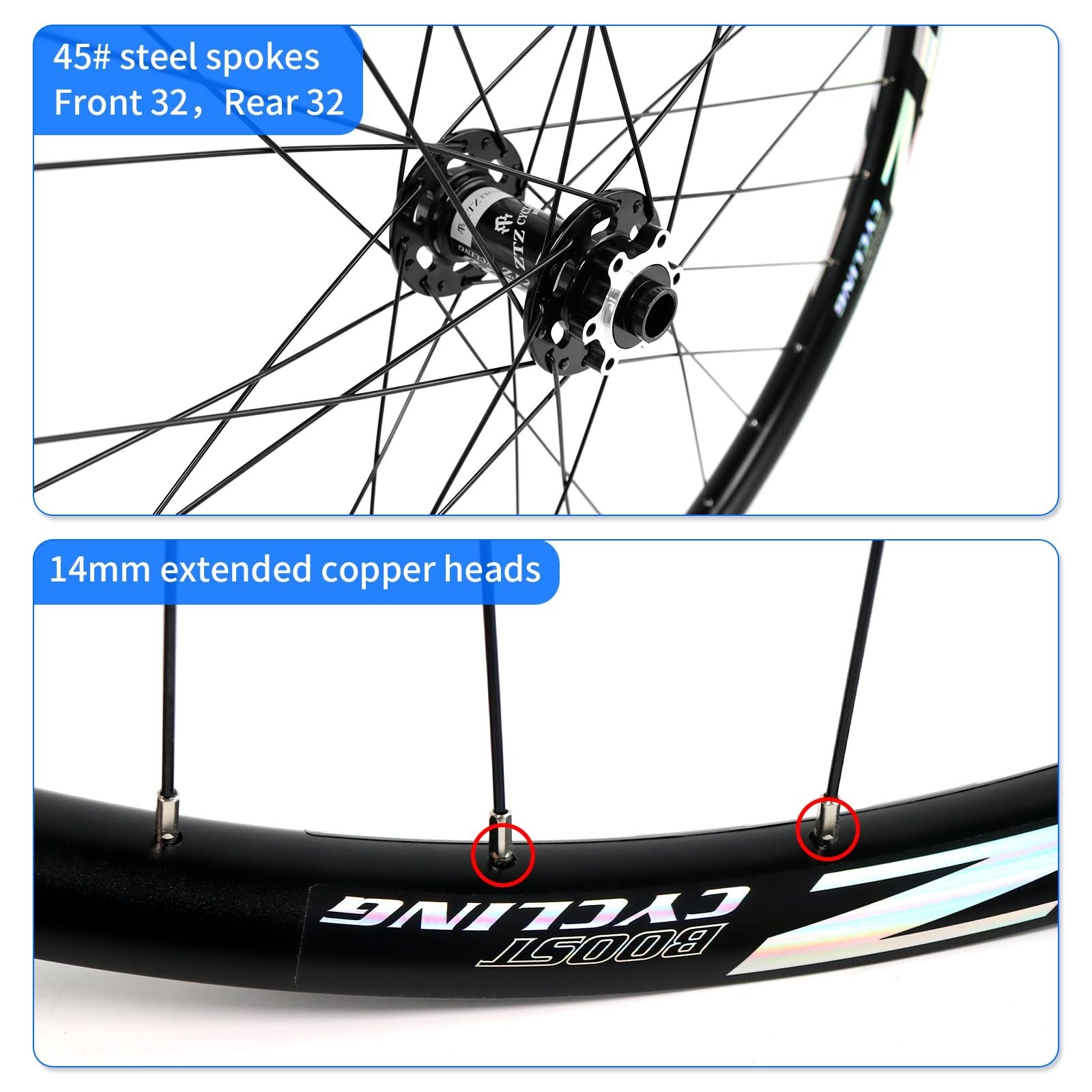 ZTZ 27.5″/29″ Thru Axle Boost Mountain Bike Wheelset，Ultralight Aluminum