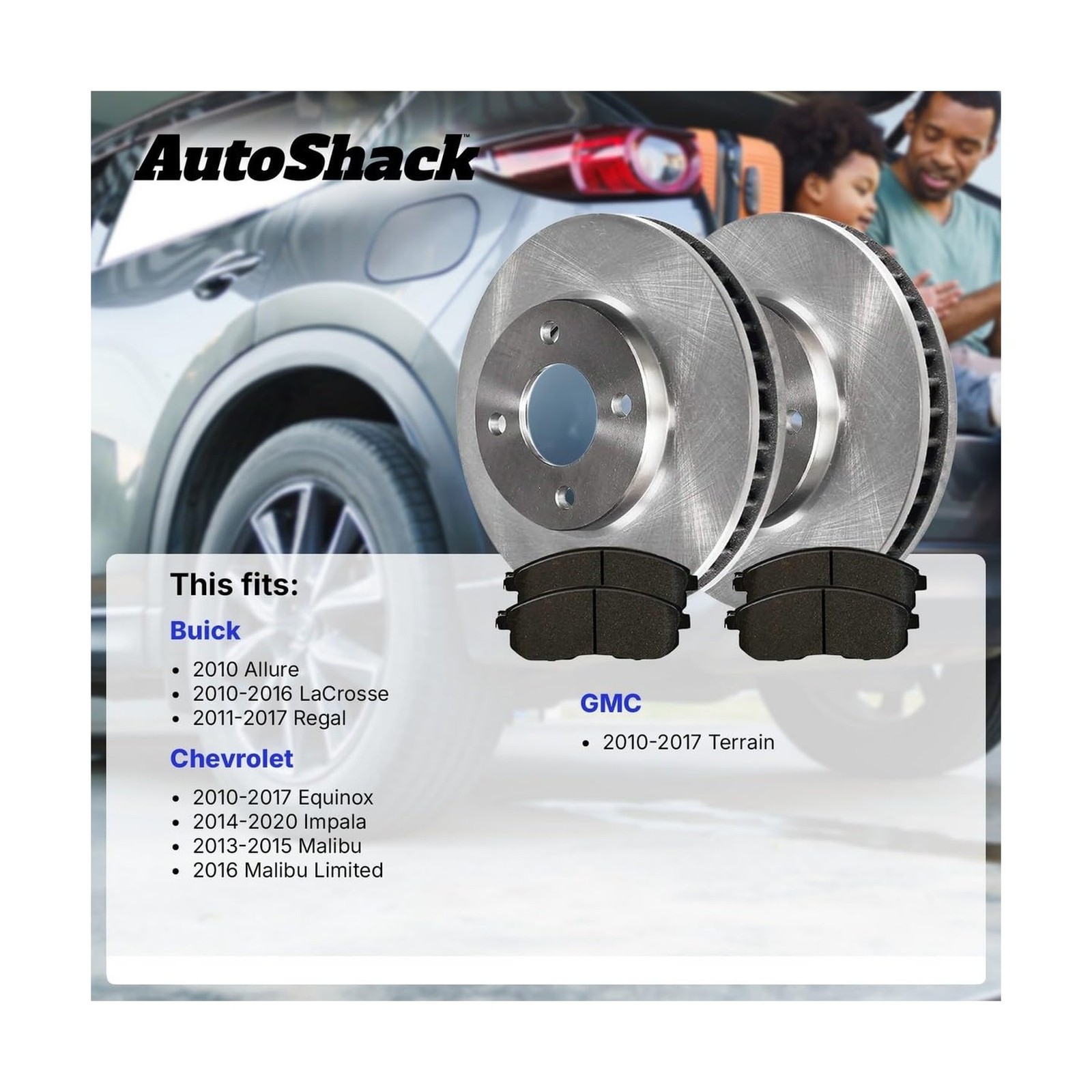 Front Brake Rotors w/ Premium Pads – For Chevy Equinox 2010-2017
