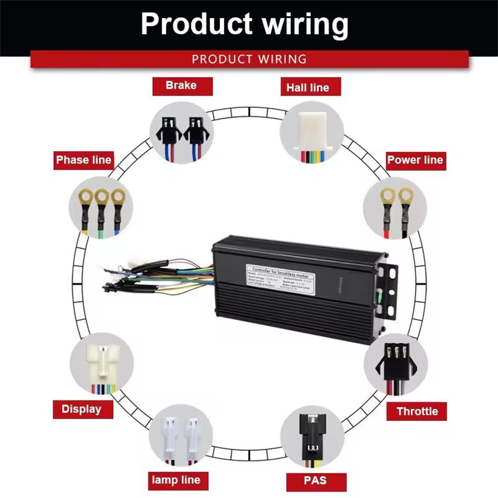 E-bike 36V 48V 52V Brushless KT 35A Sine Wave Controller WP/SM For 1500W Motor