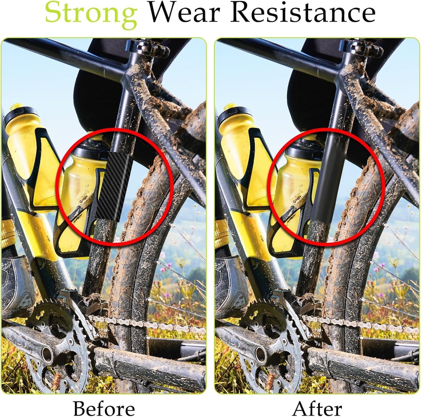 3 Pieces Bicycle Chainstay Protector Decal PVC Frame Guard Adhesive Protection