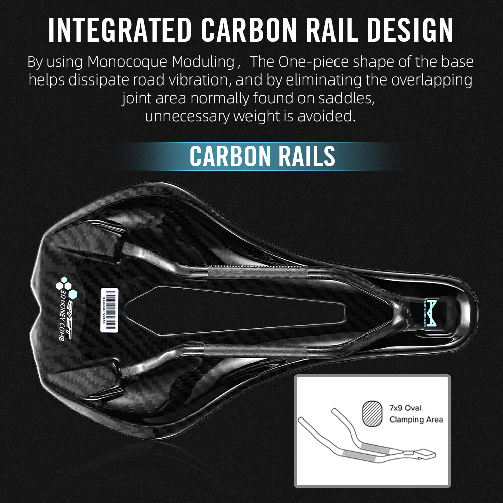 Carbon 3D Printed Bike Saddle 255 x 143 mm EVA Road Mountain Seat Cushion 7x9mm