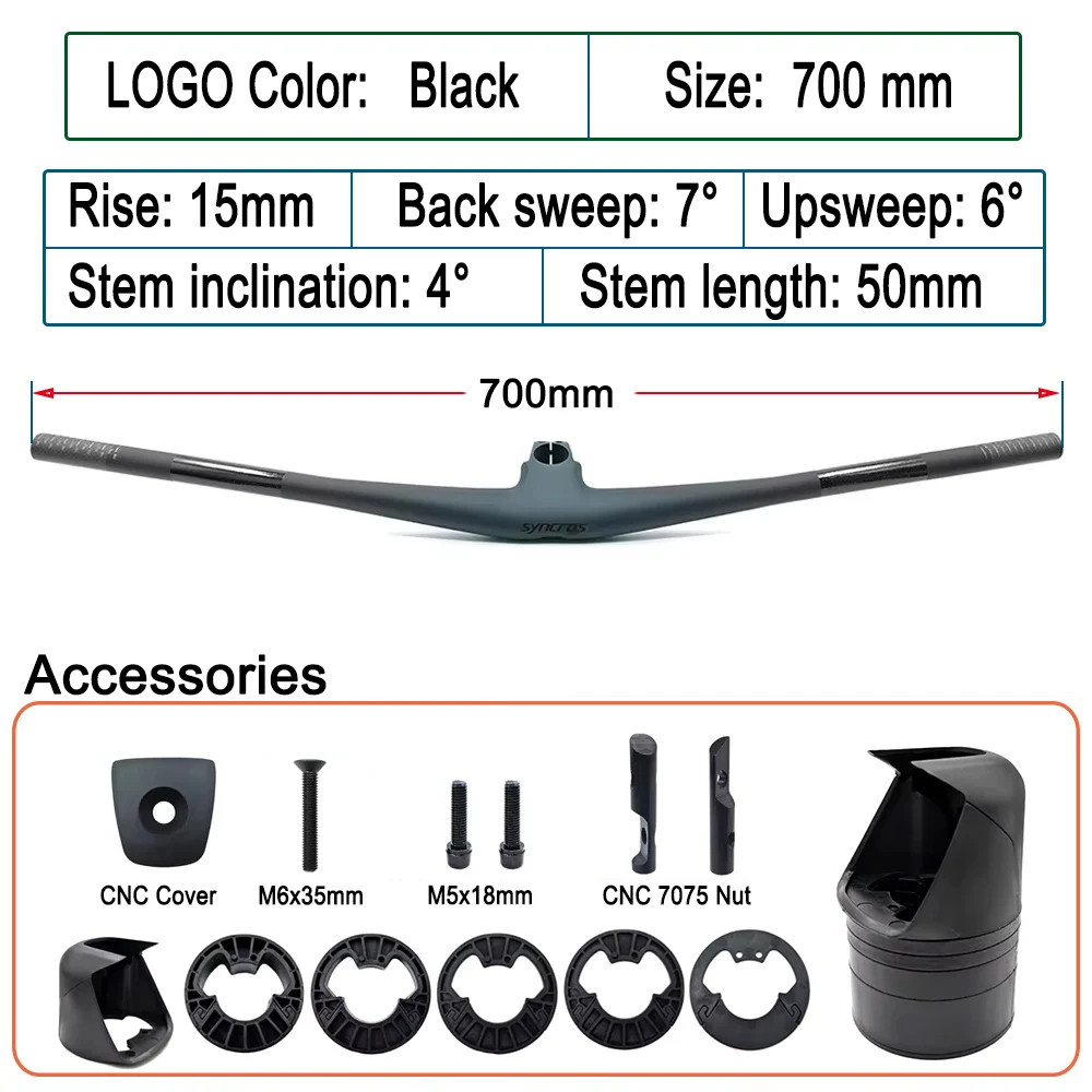 Full Carbon Fiber Bicycle Riser Flats Handlebar Integrated Cockpit MTB Handlebar