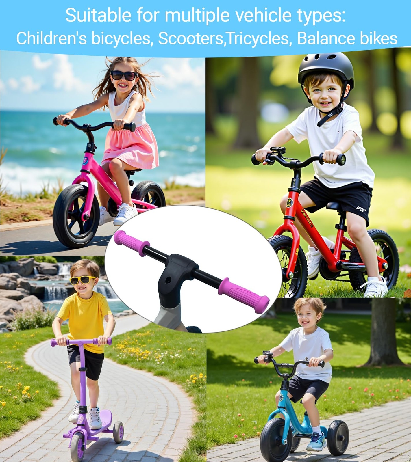 Bike Handle Grips Non-Slip Bicycle Handlebar Cover for Mountain Bike, Scooters