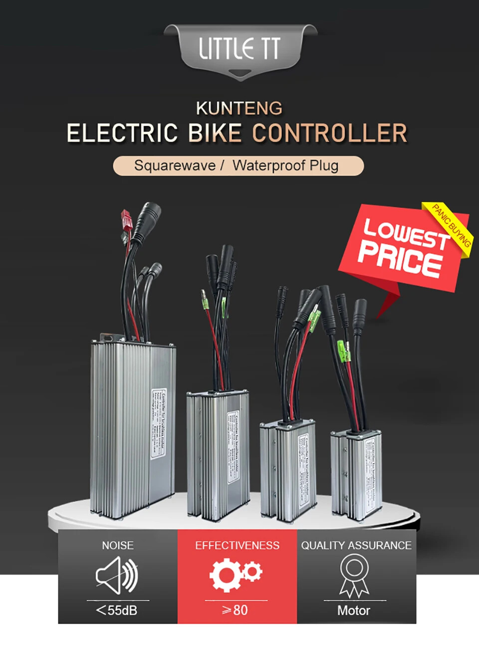 E-bike Controller 36V 48V 15-30A Waterproof Brushless 250W-1000W Hub Motor