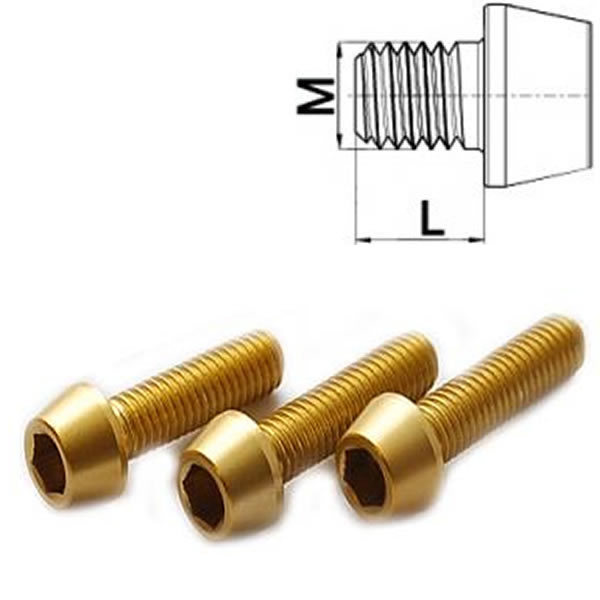 Aluminum Screw M5 x 10 – 50 Conical DIN 912 Al7075 Gold