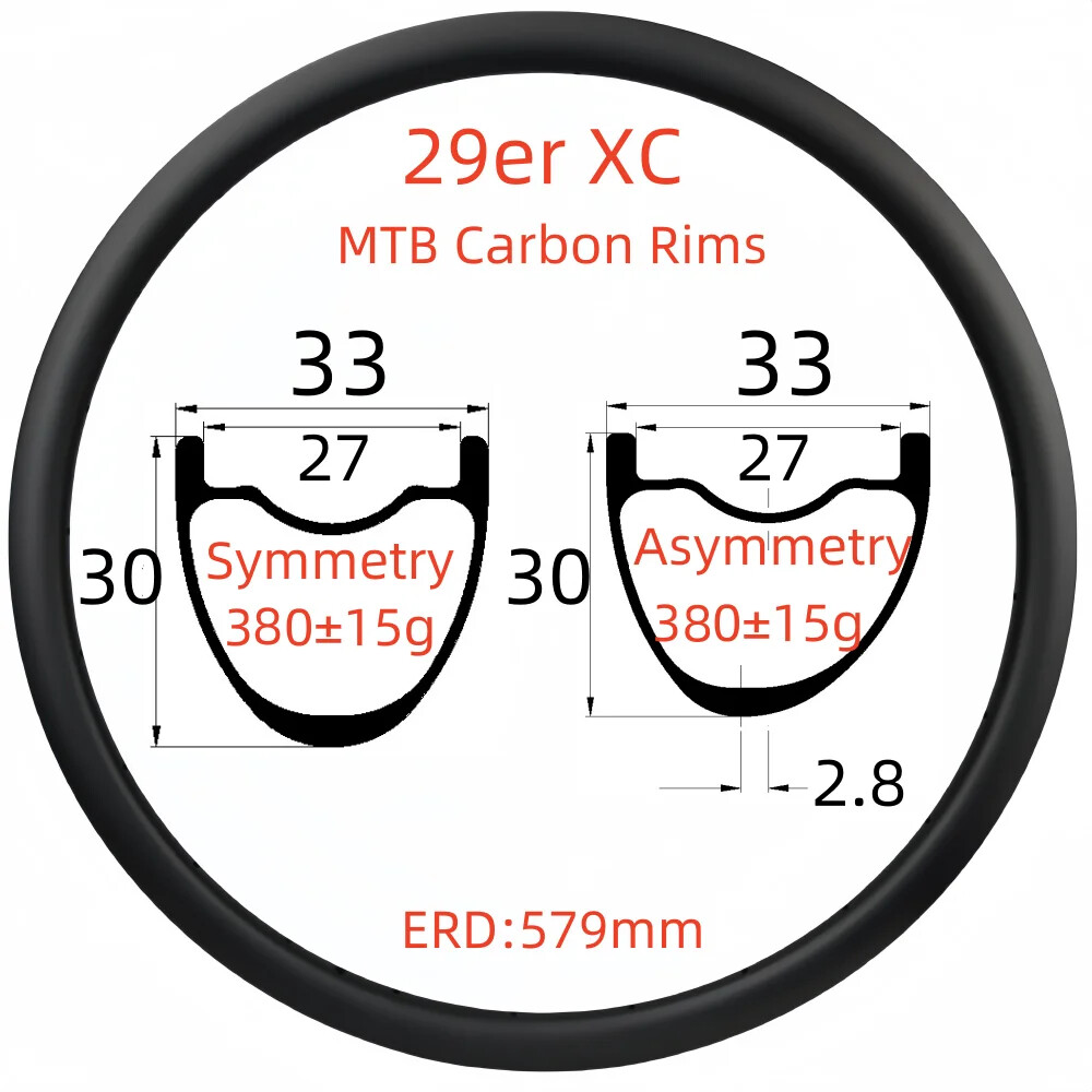 29er Super Light XC MTB Carbon Rims 30mm Depth 33mm Wide UD Matte Glossy