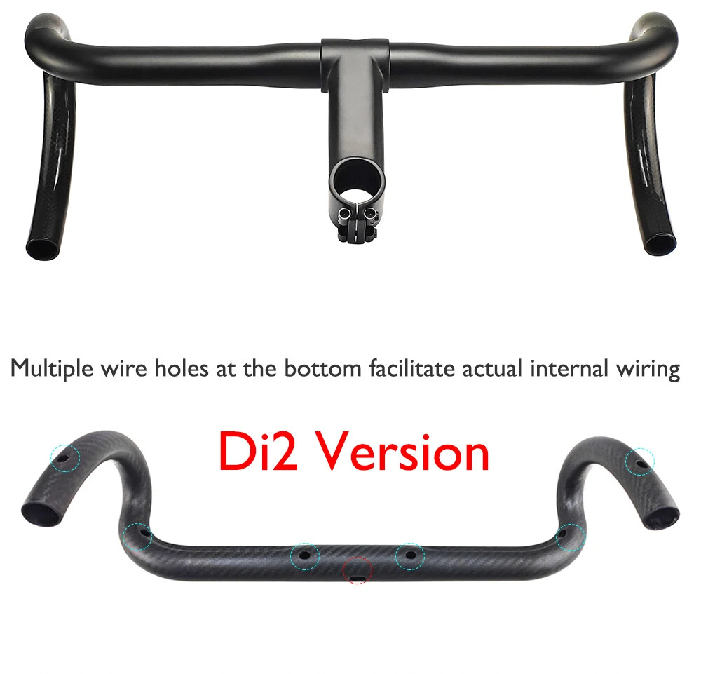 Carbon Fiber Internal Routing Road Gravel XC Bike Handlebars 380/400/420/440mm