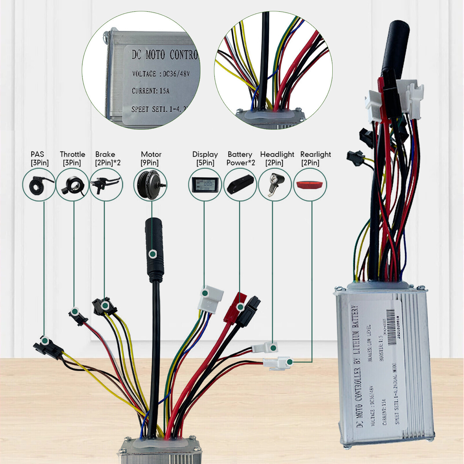 E-bike 36V 48V 6 FET 15A 250W Brushless Motor JN Controller For Electric Bicyc .